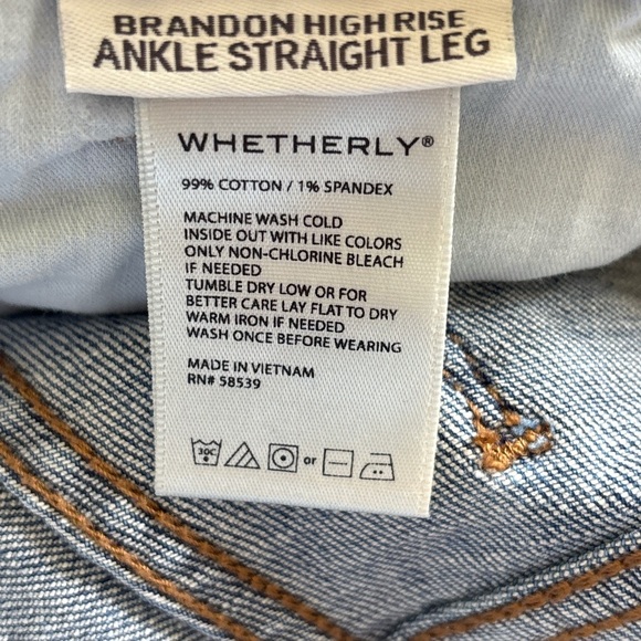 Whetherly Brandon High Rise Ankle Straight Leg Jeans 27 | Distressed Light Wash - Picture 6 of 7